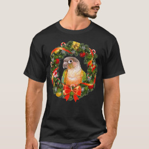 Green Cheek Conure Parrot Christmas Wreath T-Shirt