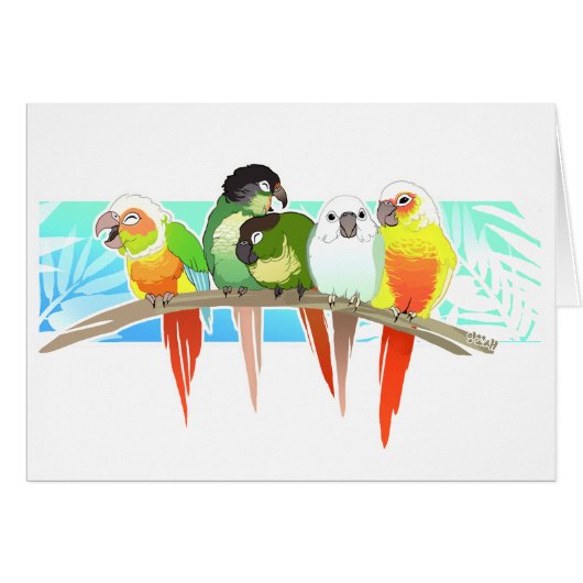 Green Cheek Conures Cards (Front Horizontal)