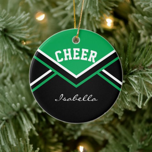 Green Cheer 2S for a Cheerleader  Ceramic Ornament