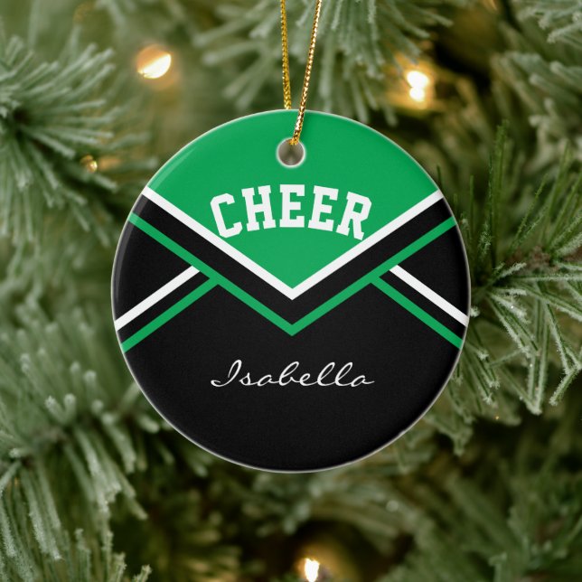 Green Cheer 2S for a Cheerleader 📣💖 Ceramic Ornament (Tree)