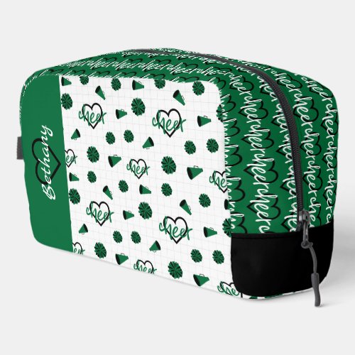 Green Cheer Hearts Pom Poms Megaphone Pattern Dopp Kit