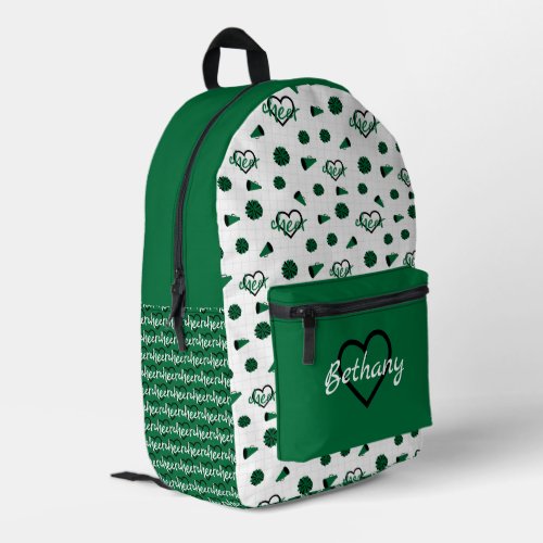 Green Cheer Hearts Pom Poms Megaphone Pattern Printed Backpack