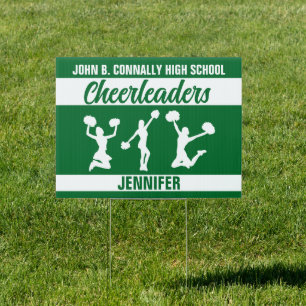 Green Cheerleader Custom High School Yard Sign