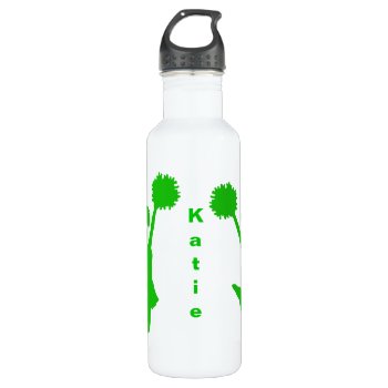 Green Cheerleader Custom Stainless Steel Water Bottle by Hannahscloset at Zazzle