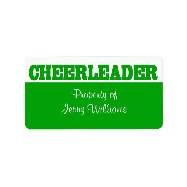 Green Cheerleader Name Stickers (Front)