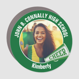 Green Cheerleader Photo High School Spirit Car Magnet