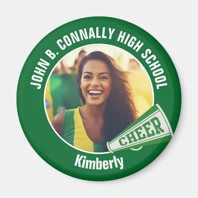 Green Cheerleader Photo High School Spirit Cheer Magnet (Front)