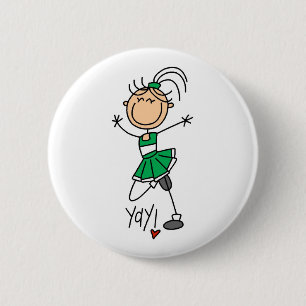 Green Cheerleader Pinback Button
