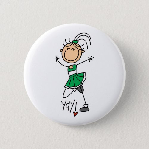Green Cheerleader Pinback Button
