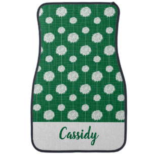 Green Cheerleader Pom Pom Pattern Car Floor Mat