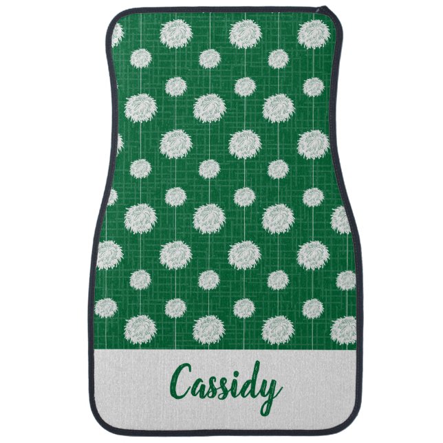 Green Cheerleader Pom Pom Pattern Car Floor Mat (Front)