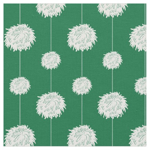 Green Cheerleader Pom Pom Pattern Fabric