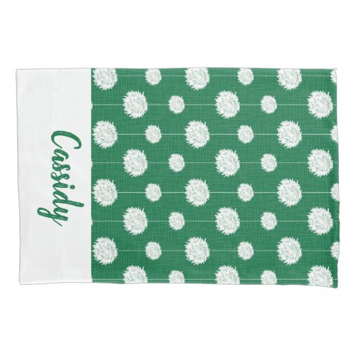 Green Cheerleader Pom Pom Pattern Pillow Case