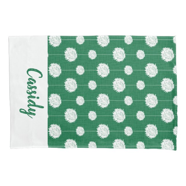 Green Cheerleader Pom Pom Pattern Pillow Case (Front)