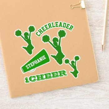 Green Cheerleader Set Sticker by DizzyDebbie at Zazzle
