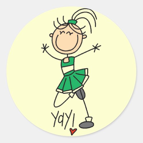 Green Cheerleader Tshirts and Gifts Classic Round Sticker