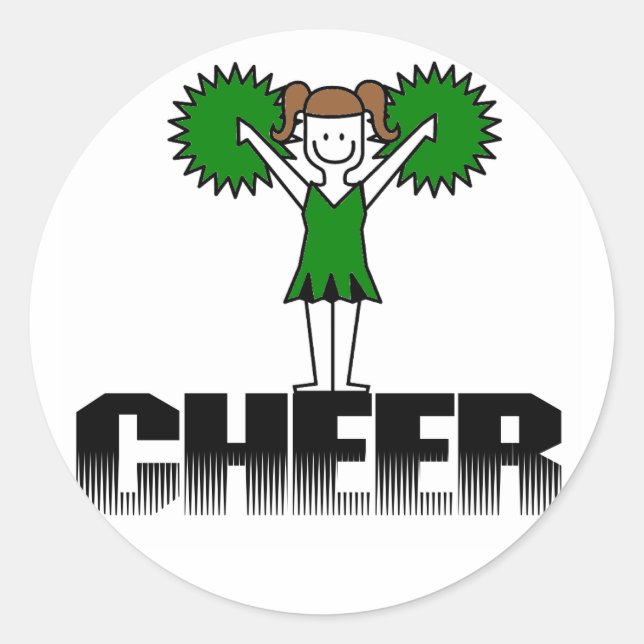 Green Cheerleading T-shirts and Gifts Classic Round Sticker (Front)
