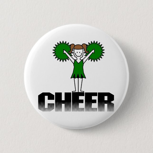Green Cheerleading T-shirts and Gifts Pinback Button (Front)