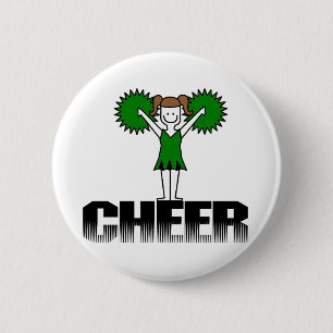 Green Cheerleading T-shirts and Gifts Pinback Button