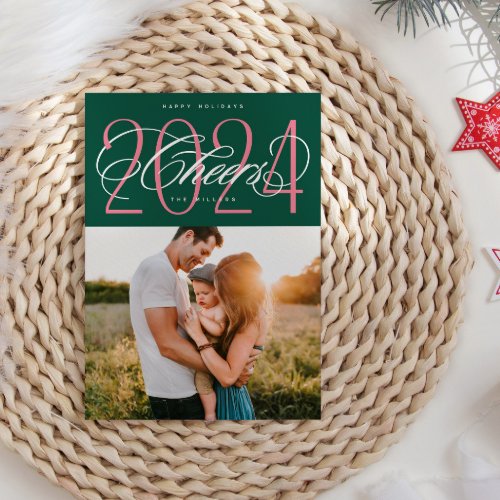 Green Cheers to 2024 Christmas Holiday Photo Card