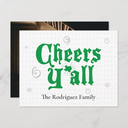 Green Cheers Yall Photo Holiday Card