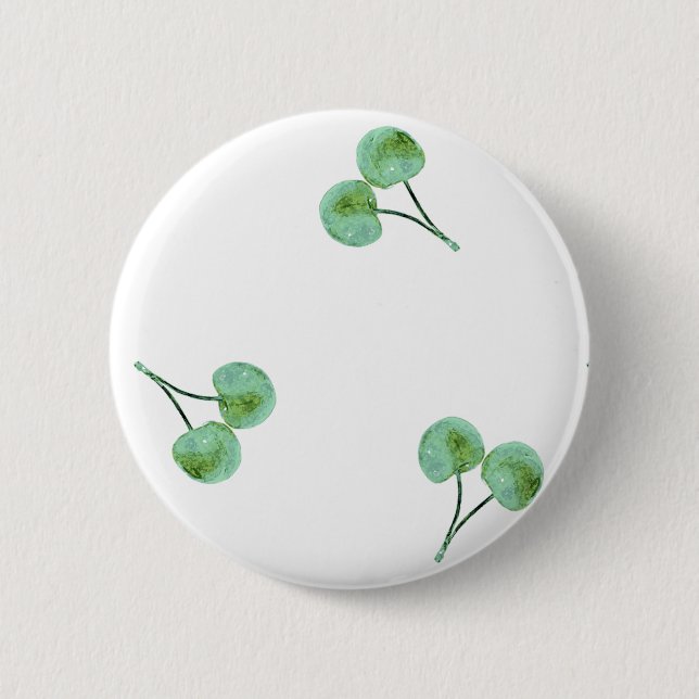 Green Cherry Pattern Button (Front)