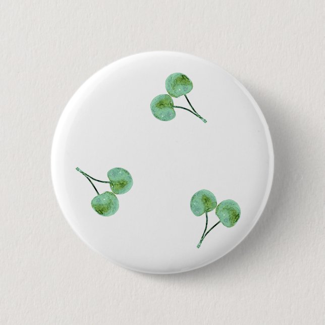 Green Cherry Pattern Button (Front)