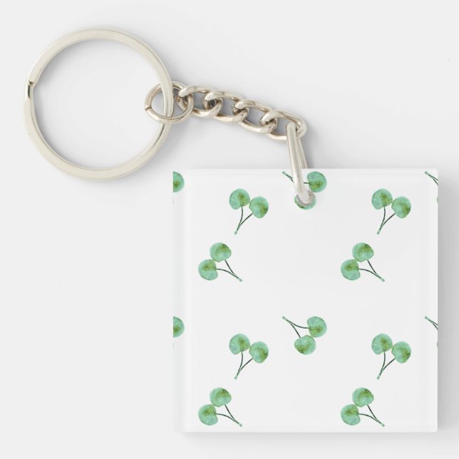 Green Cherry Pattern Keychain (Front)