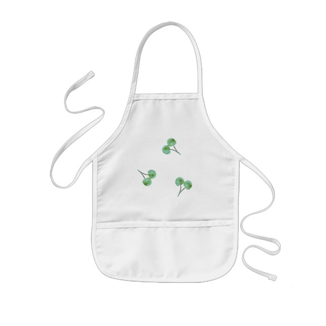 Green Cherry Pattern Kids' Apron (Front)