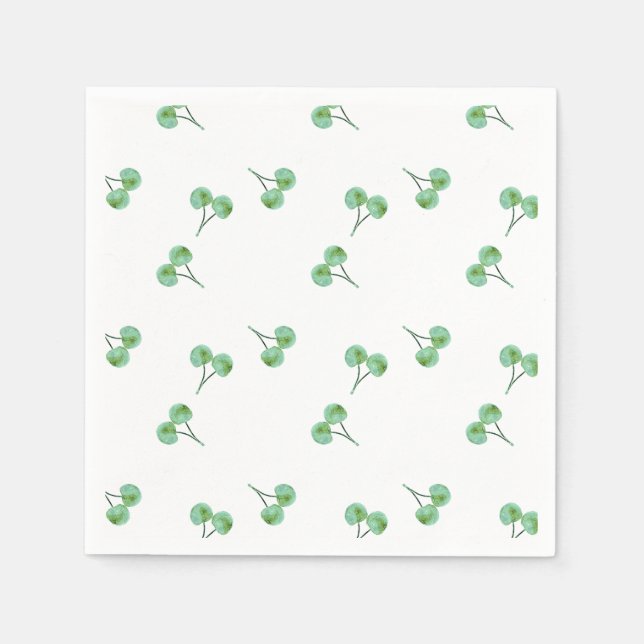 Green Cherry Pattern Napkins (Front)
