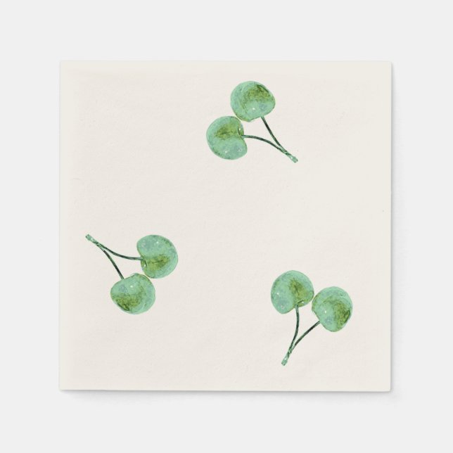 Green Cherry Pattern Paper Napkins (Front)