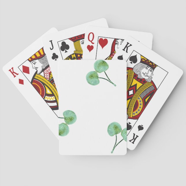 Green Cherry Pattern Poker Cards (Back)