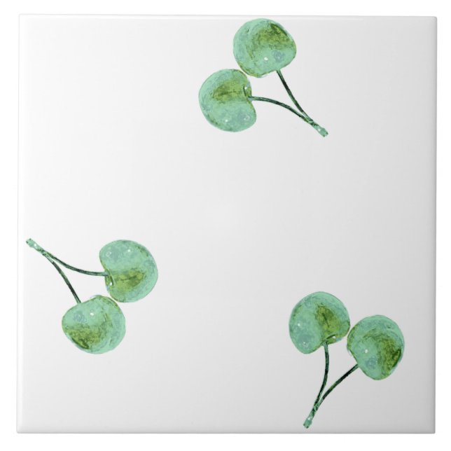 Green Cherry Pattern Tile (Front)