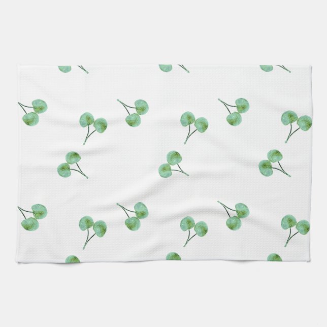 Green Cherry Pattern Towel (Horizontal)