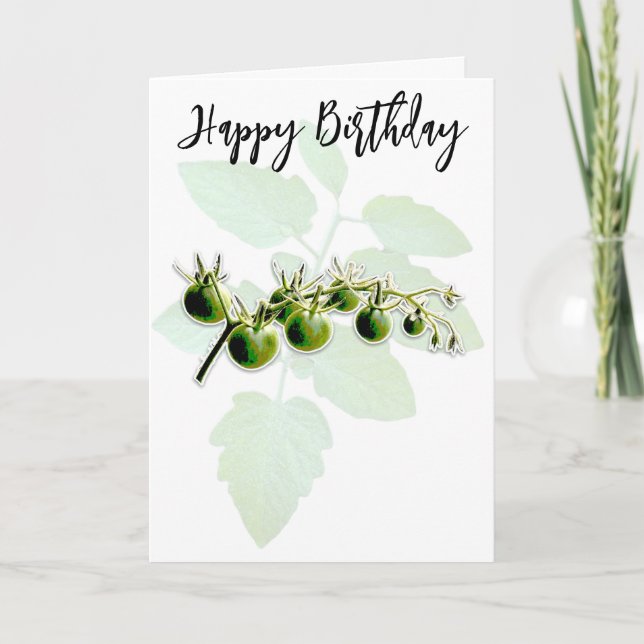 GREEN CHERRY TOMATO PHOTO BIRTHDAY CARD (Front)