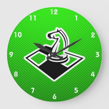 Green Chess Large Clock by SportsWare at Zazzle