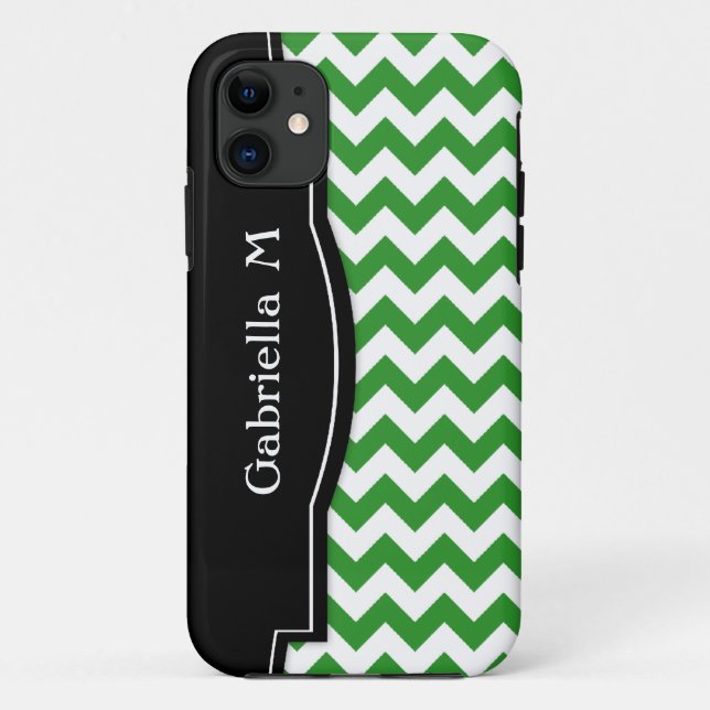 Green Chevron Black Frame iPhone 5 case (Back)