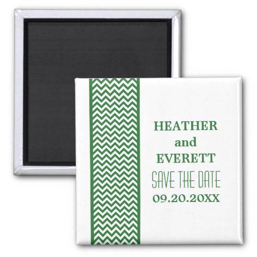 Green Chevron Border Save the Date Magnet