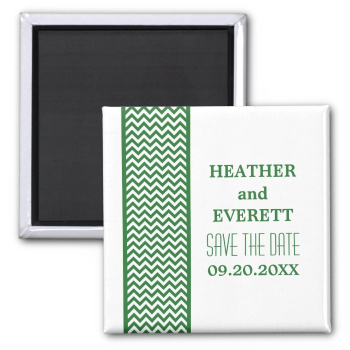 Green Chevron Border Save the Date Magnet