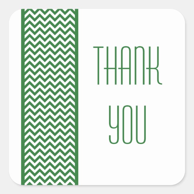 Green Chevron Border Thank You Stickers (Front)