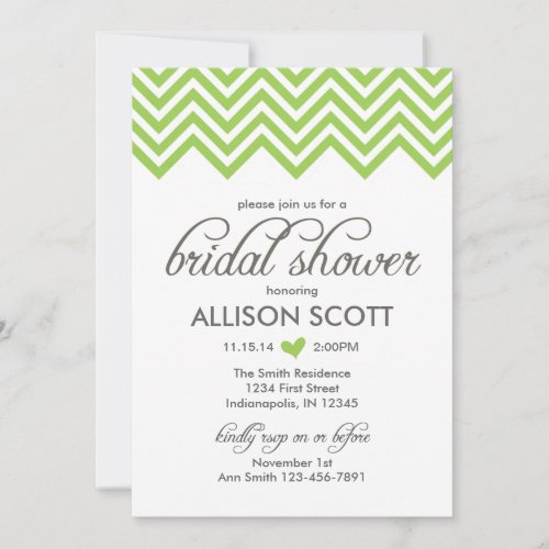 Green Chevron Bridal Shower Invitation