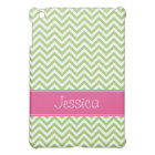 Green Chevron Chic Pink Personalized