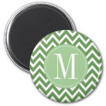 Green Chevron Custom Monogram Magnet at Zazzle