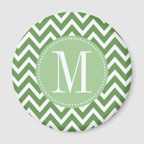 Green Chevron Custom Monogram Magnet