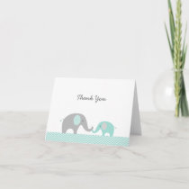 Green Chevron Elephant Baby Shower Thank You Card