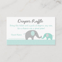 Green Chevron Elephant Diaper Raffle Tickets Enclosure Card