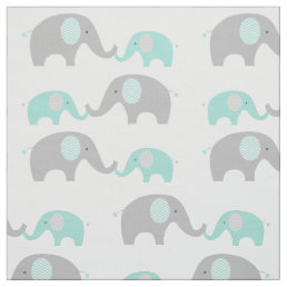 Green Chevron Elephant Nursery Fabric