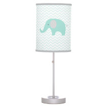 Green Chevron Elephant Nursery Table Lamp