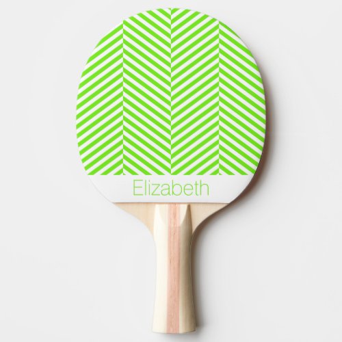 Green chevron herringbone style ping pong paddle