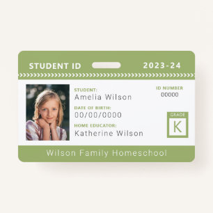 Green Chevron Homeschool Student ID Badge